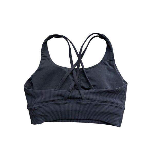Lululemon Energy Bra Long Line Ribbed Medium Support, B–D Cup In Black Size 8 - Picture 5 of 9